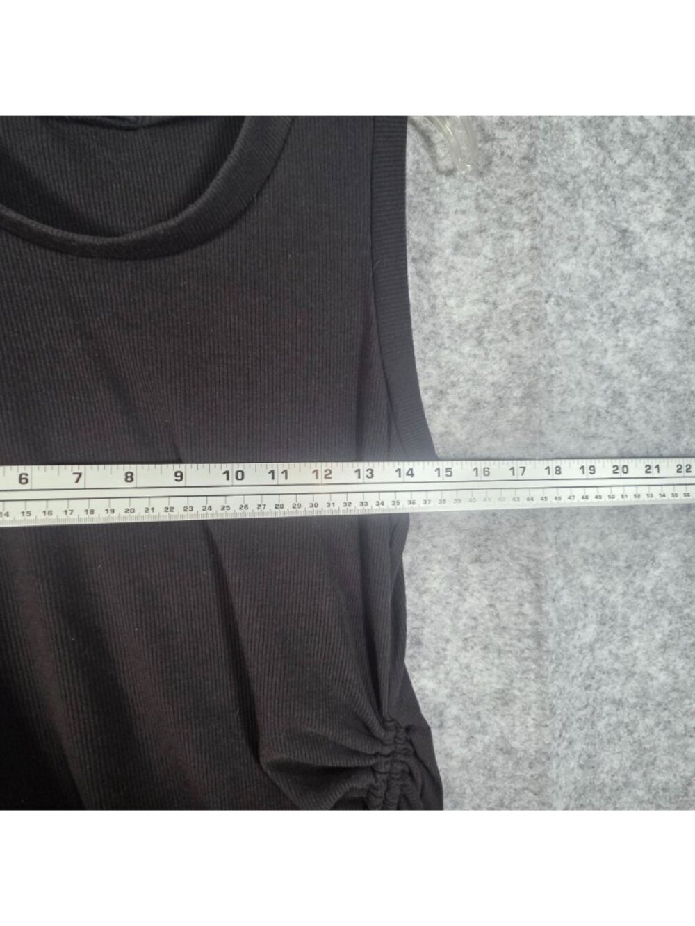 All Saints Black Ruched Bodycon Dress Side Slit Minimalist LBD 2 - Picture 4 of 9